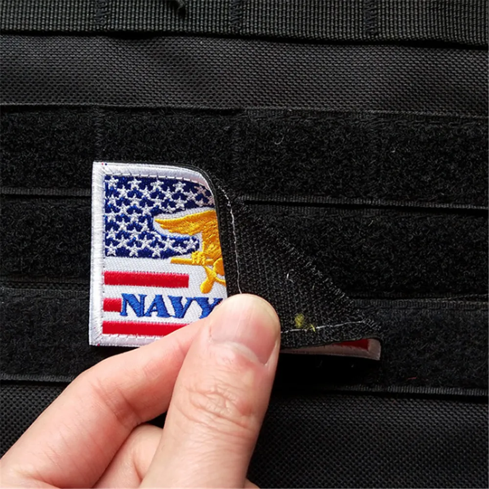 AHYONNIEX 1 PC 3D Embroidery NAVY SEALS U.S.ARMY Flag Patch Armband Badge Tactical Morale Cloth Sticker Banner DIY