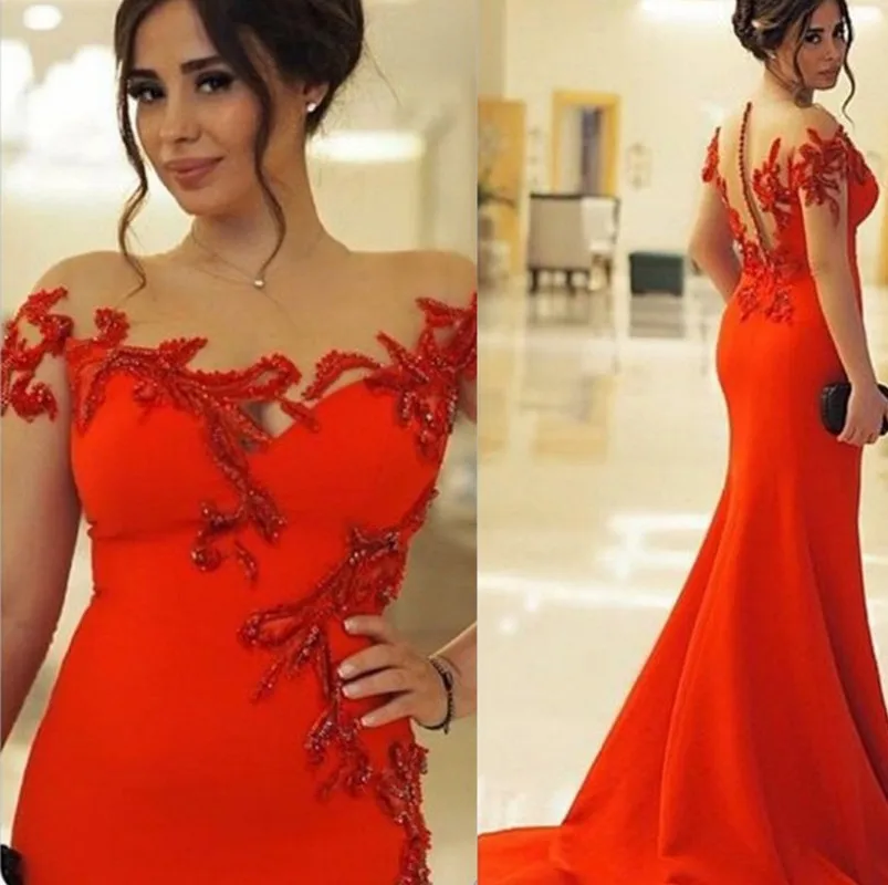 

New Satin Mother of the Bride Dress Embroidery Long Illusion Sleeve Plus Size Chinese Red Mermaid Formal Guest Gowns Customized