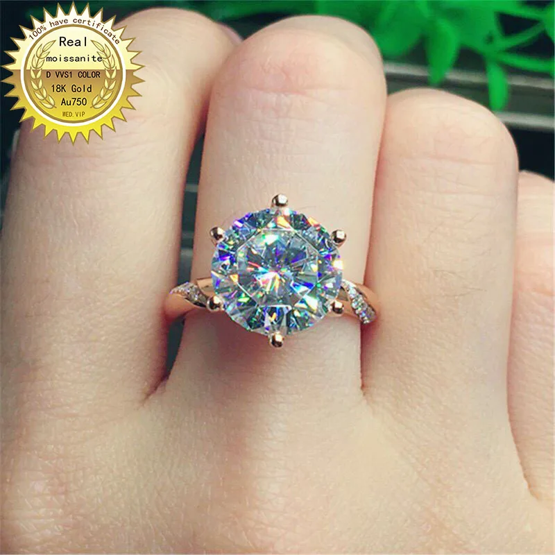 

100%18K goldr ring 3ct D VVS moissanite ring Engagement&Wedding Jewellery with certificate 0022