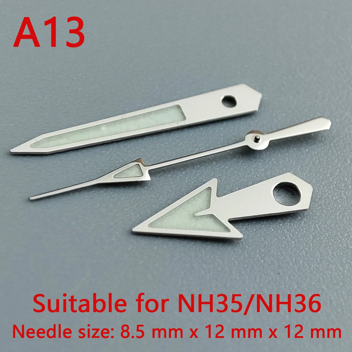 Watch accessories watch pointer NH35 hands silver hands green super luminous, suitable for NH35, NH36 movement A13