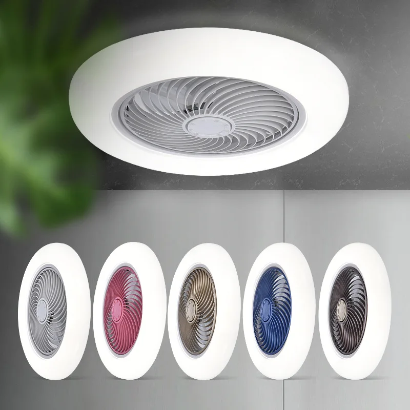 smart ceiling fan fans with lights remote control bedroom decor ventilator lamp 45cm air Invisible Blades Retractable Silent