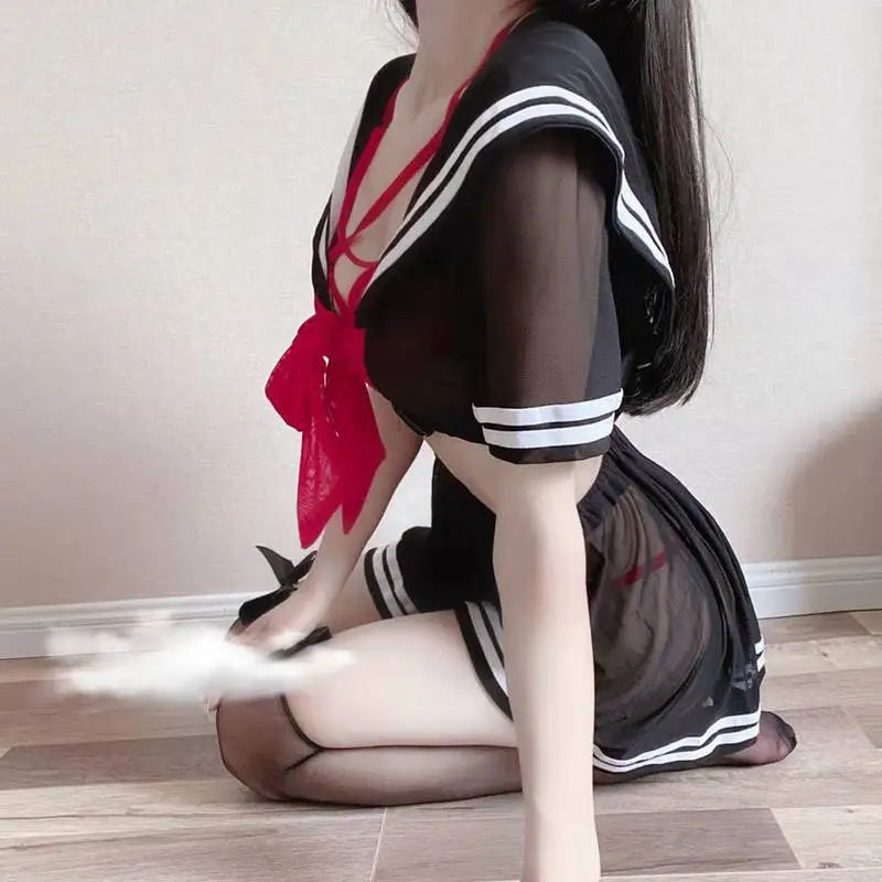Новинка 2024, модный прозрачный костюм для студентов, страстный костюм, милая форма, соблазнительное сексуальное нижнее белье
