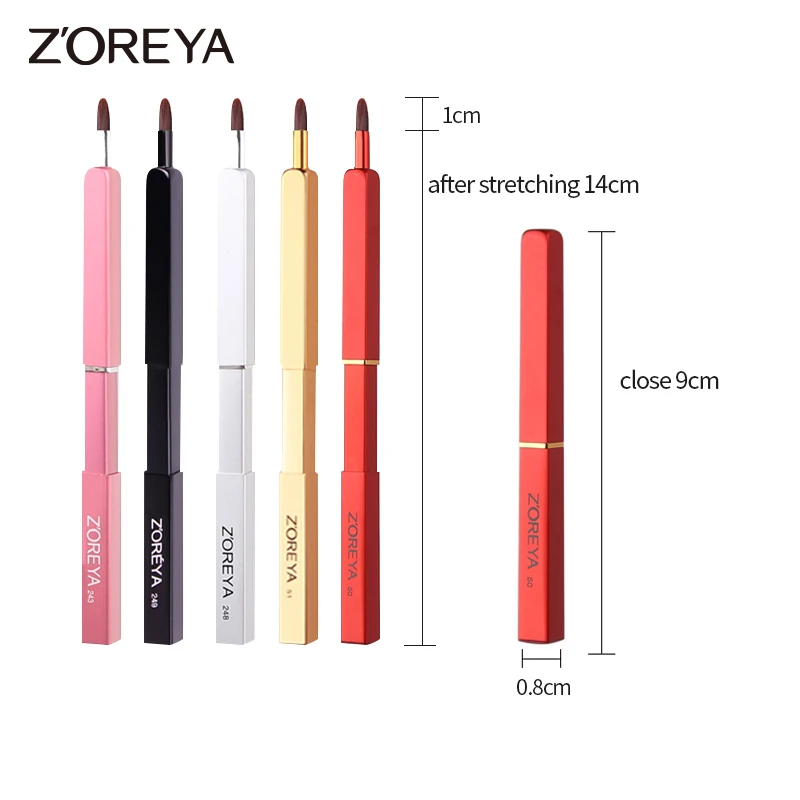 Zoreya 5 Kleur Intrekbare Lip Brush Beauty Make Up Tool Draagbare Stofdicht Cosmetische Borstel Gemakkelijk Te Gebruiken