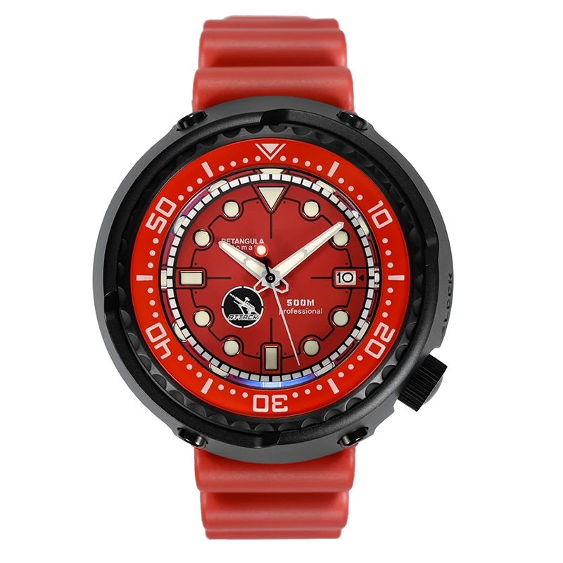 RDUNAE R1ZK-II Red Titanium Alloy Sapphire Diving Luminous Automatic Mechanical Watch 500m