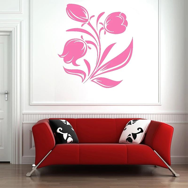 Tulip Flowers Wall sticker Lilies Rose Dandelion Tulips Plants waterproof Vinyl Stickers Wall Decor for bedroom living room G312