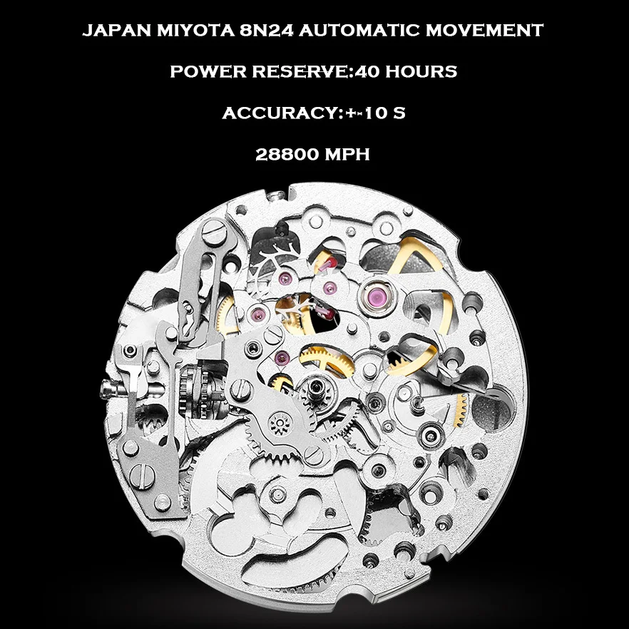 HANBORO Men Automatic Watch Luxury Mens orologi Fashion Self Wind orologio da polso meccanico quadrante scheletro in acciaio inossidabile