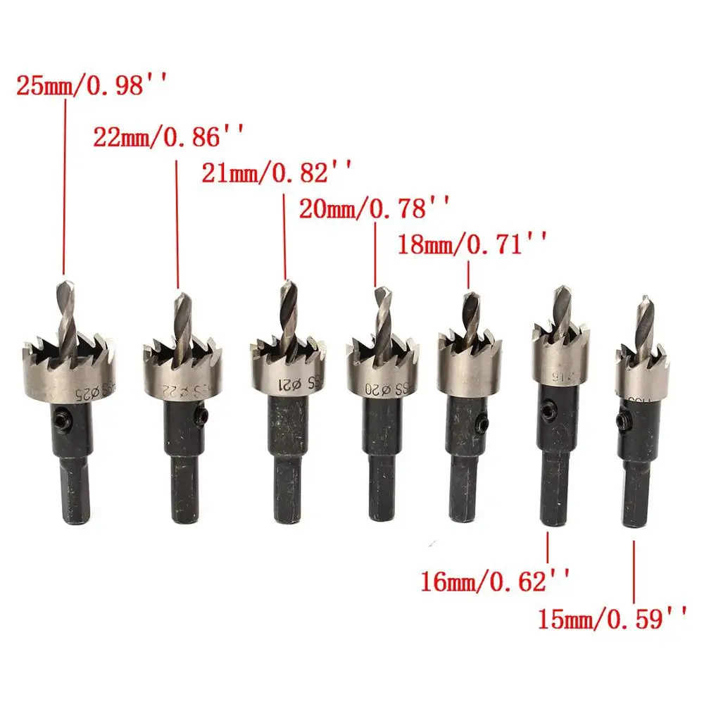 HSS Hole Saw Cutter Drill Bits  High Speed Steel for Pistol Drills / Bench Drills 16/19/20/21/22/25/26/28/30/35/50mm