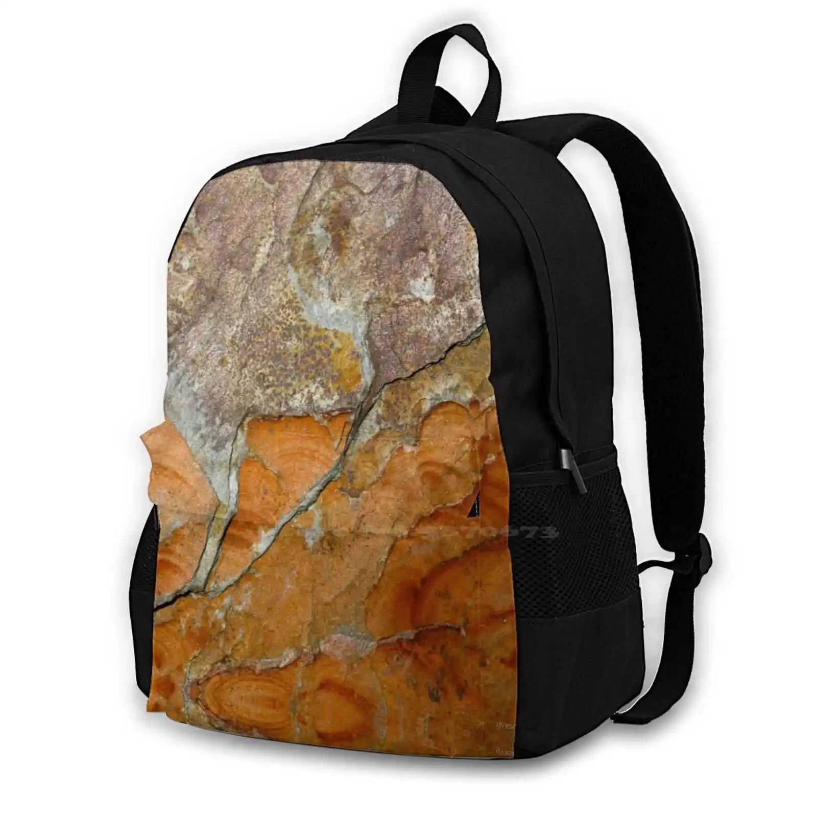 Hot Slate Teen College Student Backpack Pattern Design Bags Abstract Macro Red Rusty Slate Stone Texture Fffffff