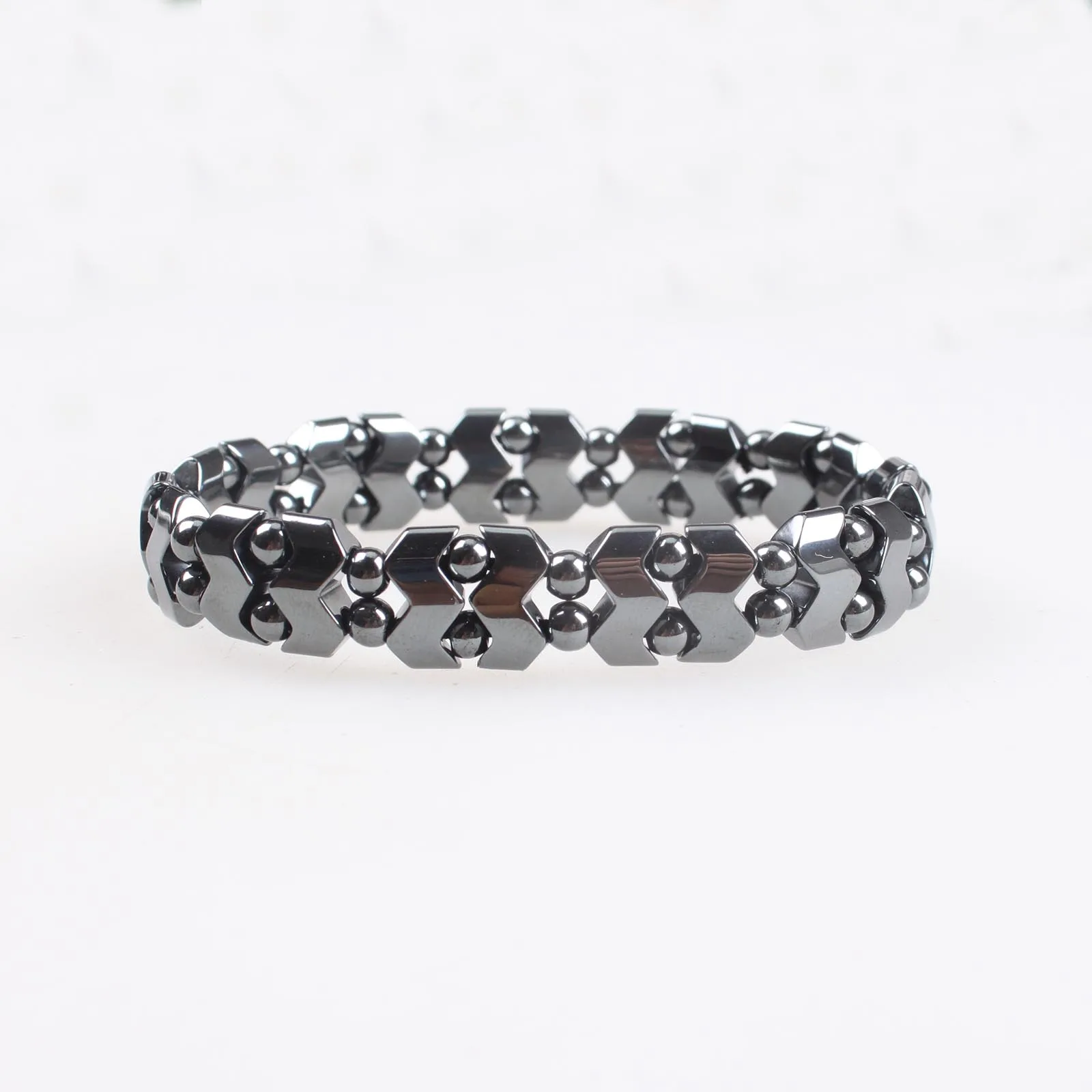 Man Women Natural Stone Black Hematite Bracelets Elastic Rope Bangles & Bracelets Handmade Jewelry Yoga Energy Bracelets