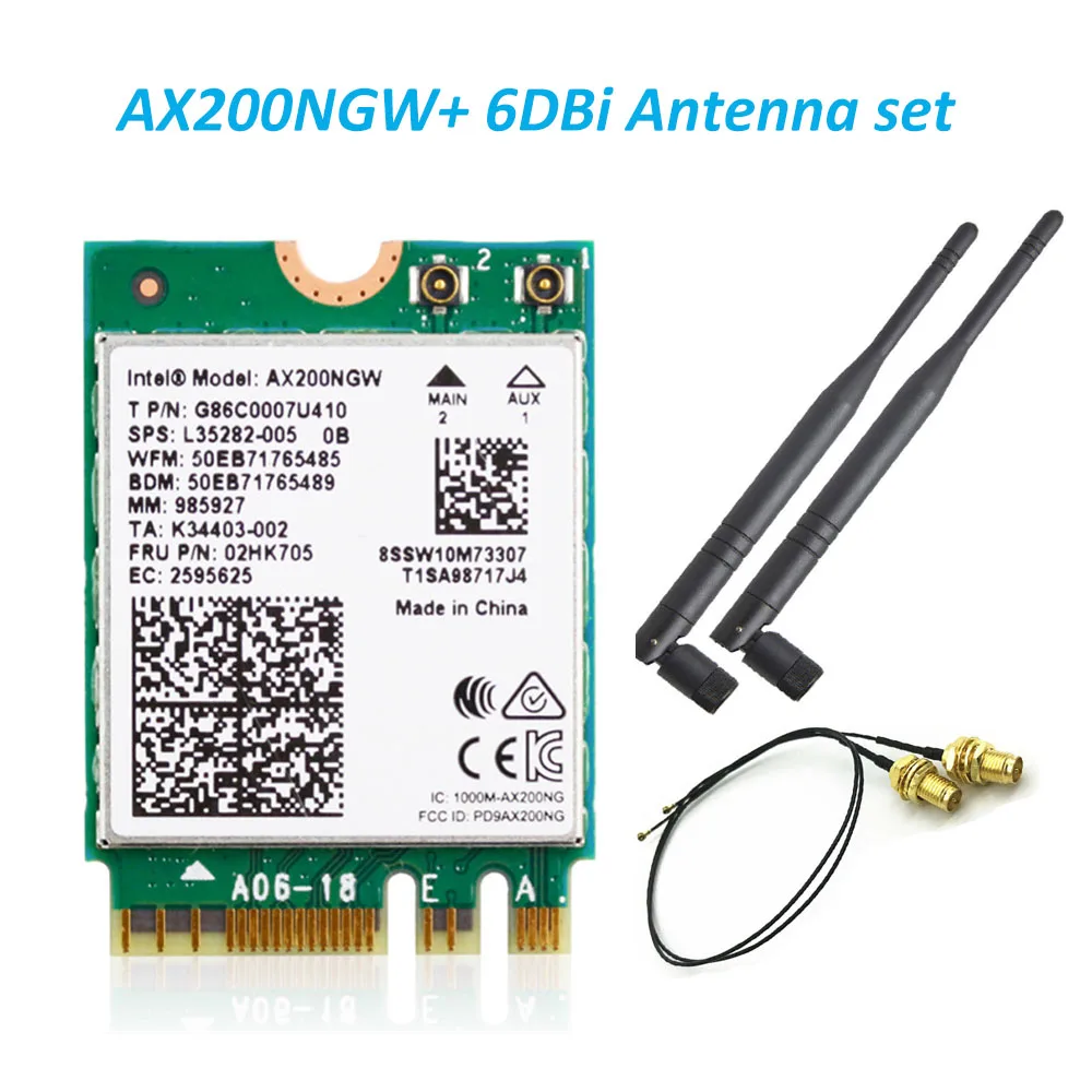 WiFi 6 AX200NGW 2.4Gbps Dual band 2.4G/5G WLAN Wifi Card 802.11ax/ac MU-MIMO Bluetooth5.0