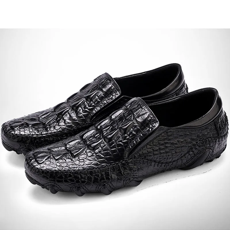 2019 New casual Men\'s Shoes British Dermis Crocodile Business Men\'s Shoes really genunine leather shoes big size black shoes