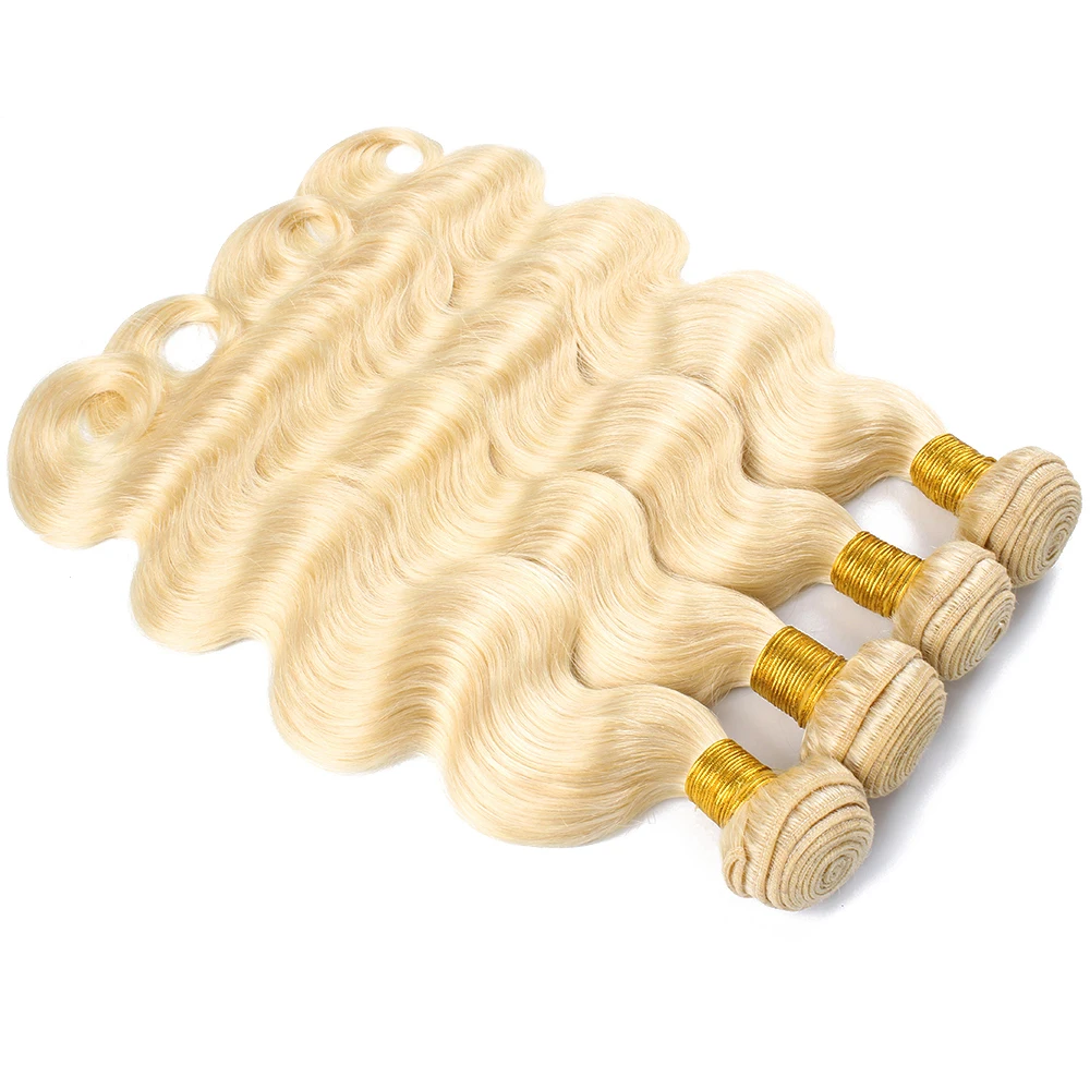 Kisshair #613 blonde hair bundle 3 pcs body wave Brazilian human hair pre-colored bleach blonde extensions