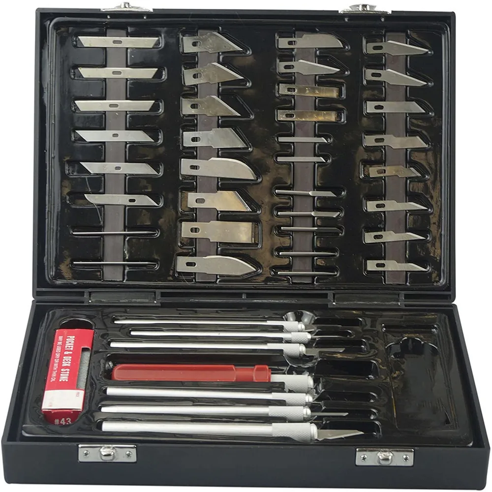 

Precision Deluxe Hobby Knife Set Craft,Professional Razor Sharp Knives for Art,Scrap,Blades Booking,Sculpture With Gifts Box