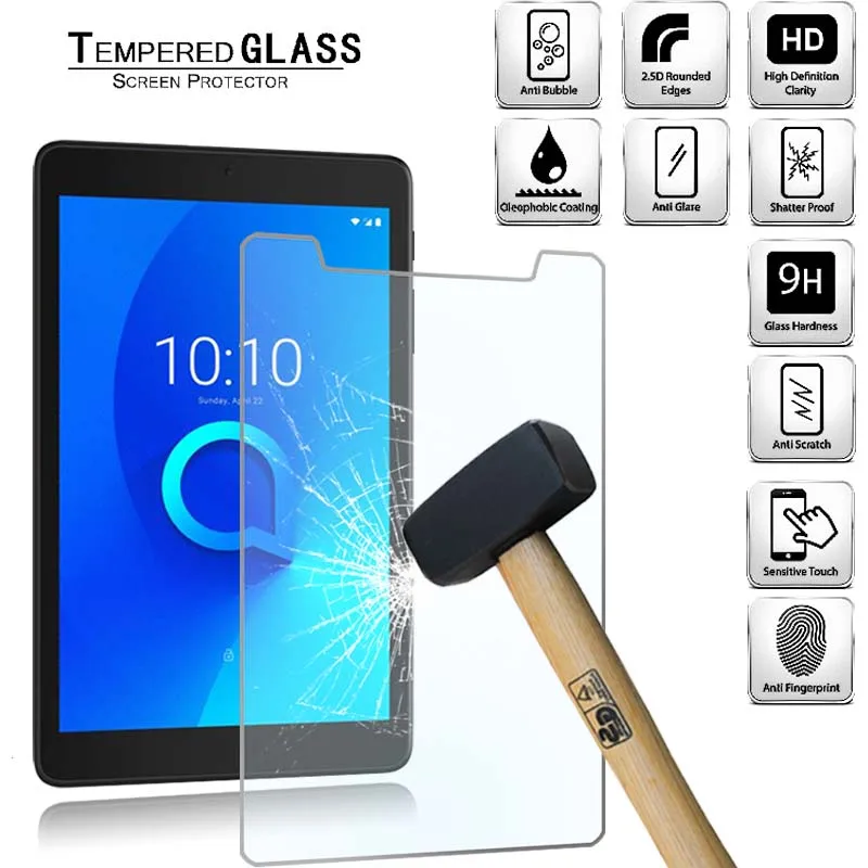 Tablet Tempered Glass Screen Protector Cover for Alcatel 3T 8 Tablet PC Anti-Fingerprint Explosion-Proof Screen HD Tempered Film