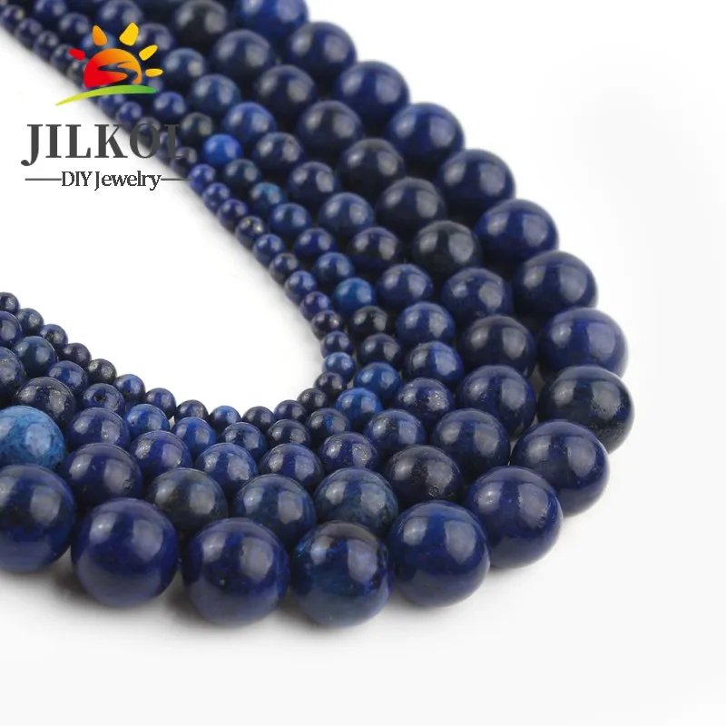 Natural Lapis Lazuli Round Loose Beads 4 6 8 10 12mm Diy Bracelet Necklace Fashion Jewelry Making Holiday Gift 15inche