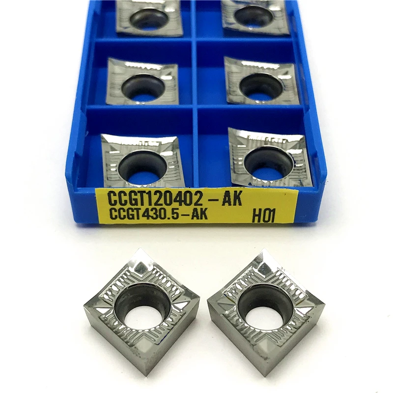 Imagem -03 - Inserção Original Ccgt 120402 120404 Cnc Carboneto de Alumínio Lâmina Transformando Ferramenta Corte Ccgt120402 Ccgt120404 Ccgt120408 ak H01 100