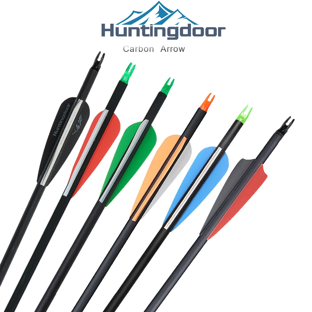 Lot De 12 Flèches De Chasse En Carbone - 8,8 Mm, Plumes Plastique Vertes, Chasse à L'arc