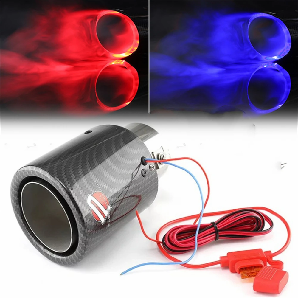 

Exhaust Pipe Muffler with Backlight Carbon Fiber Fire Exhaust Backlight Muffler Lights Pipe Nozzle with Backlight For Muffler