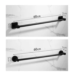 WJNMONE Black Robe Hook Towel Rail Bar Rack Bar Shelf Tissue Paper Holder Bathroom Hardware Set Bathroom Accessories  Zotobon