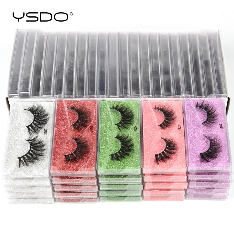 YSDO Mink Eyelashes Wholesale 10/20/50 Pairs Fluffy Faux 3D Mink Lashes Bulk Natural Soft False Eyelashes Makeup Fake Cilios