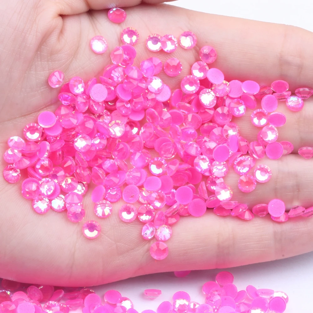 SS6-SS30 Luminous Rhinestones  Glitter Glass Gem 3D Charm Flatback Strass Fluorescence Rose AB  Color Nail Art Decorations