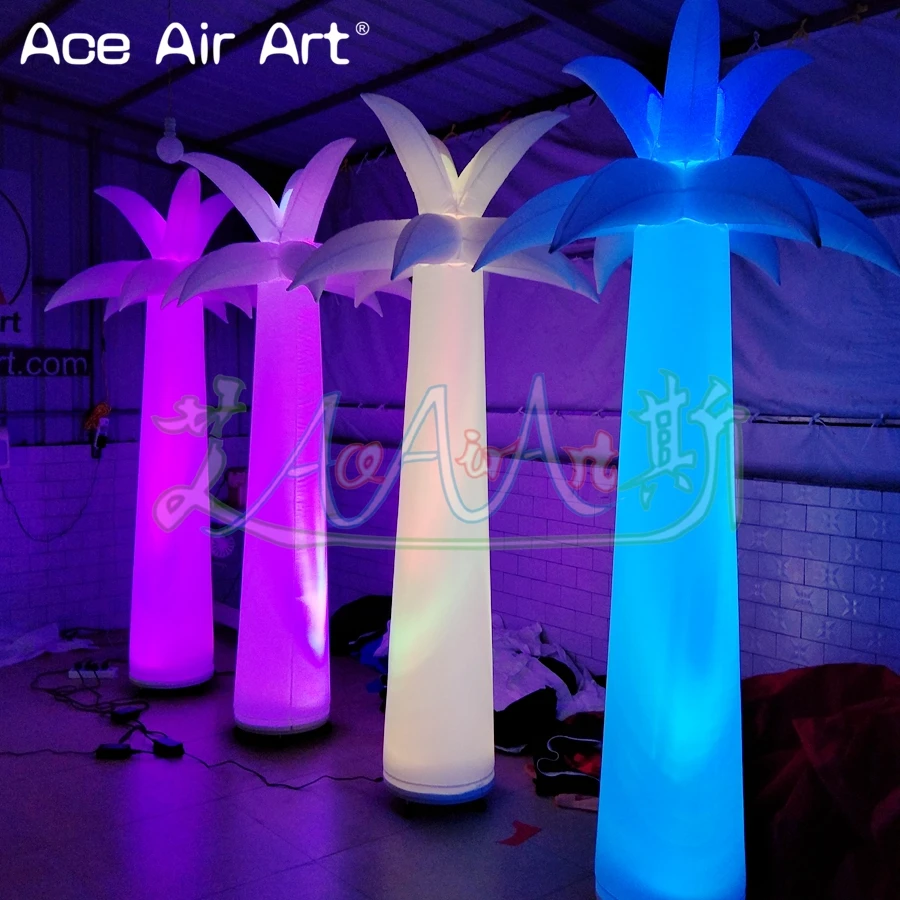 Cheapest Inflatable Palm Tree Forest Pillar Trees for Yard Decoration with Colorful LED Light by Ace Air Art Made in China