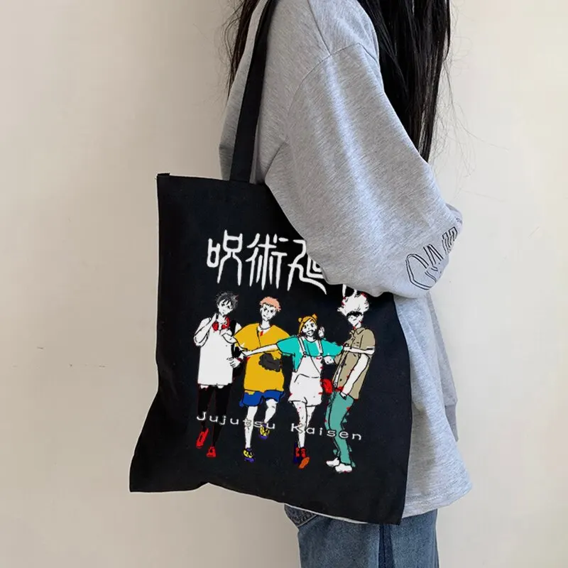 Jujutsu Kaisen canvas bag Japanese Anime women shoulder bag Women Tote Harajuku large capacity Vintage goth cartoon shopper bags