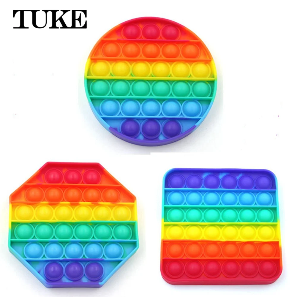 Fidget Toys Pack Square Antistress New Push Bubble Rainbow Pop For Hands Popins Squishy Pops Reliver Stress For Adults