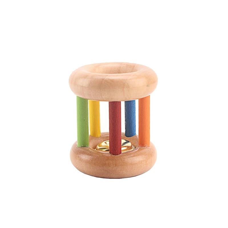 Baby Music Toy Wood Rolling Cage Bell Coloful Rattles & Mobiles Early Developmental Sound Infant & Toddler Musical Toys Boy Girl