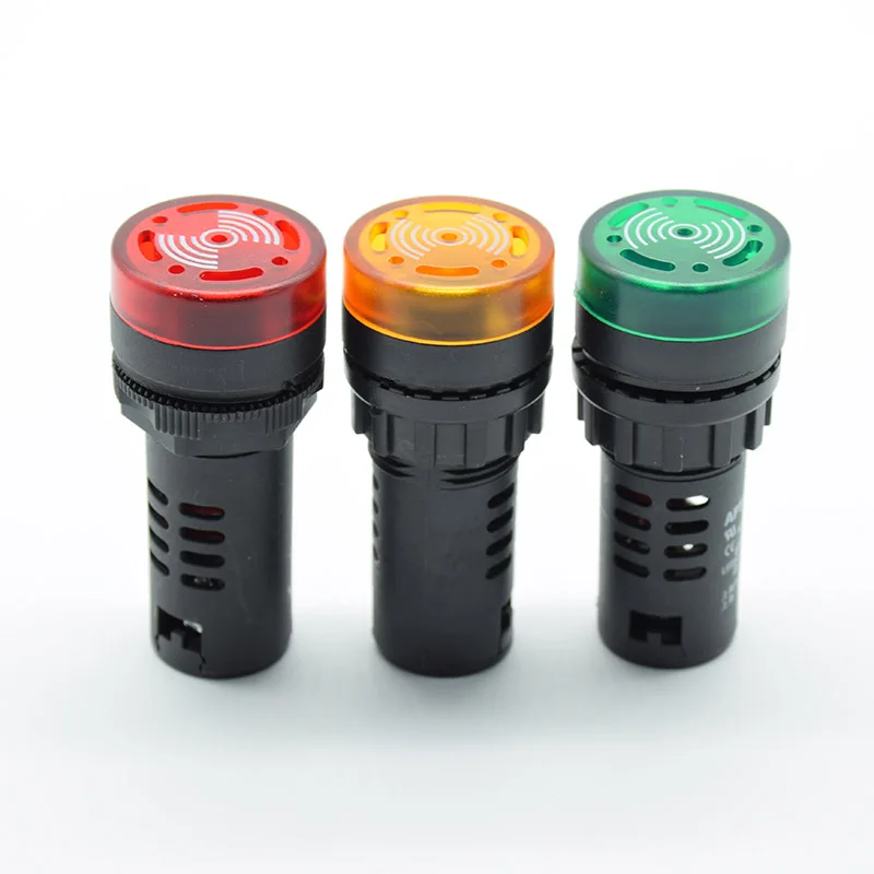 1pc Panel Mount 22mm led Indicator buzzer 12V 24V 110V 220V light led buzzer red green yellow LED lamp Signal Lamp