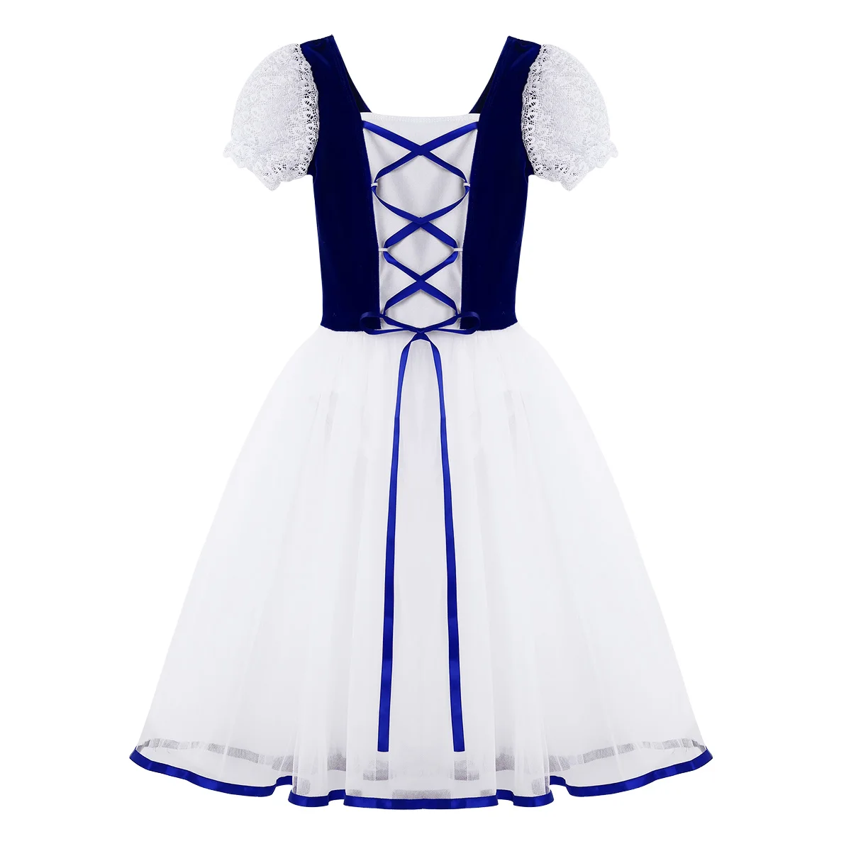 Kinder Mädchen Samt Mesh Spitze Ballett Tanz kostüme kurze Blase Ärmel Phantasie Gymnastik Trikot Ballerina Tüll Skating Kleid