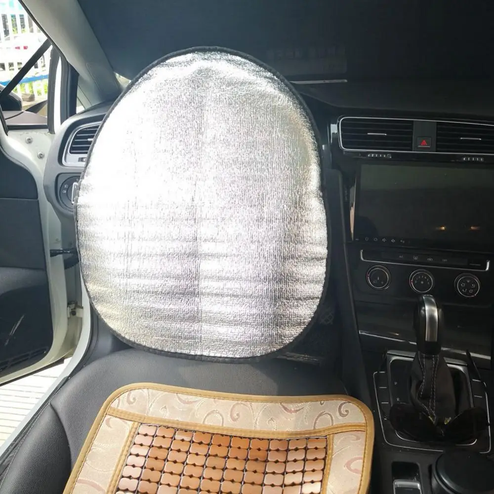 44x50cm Car Steering Wheel Anti-Heat Sun Shade Cover High Quality Silver Double Thick Sun-proof Anti-UV protect Parasol Shield