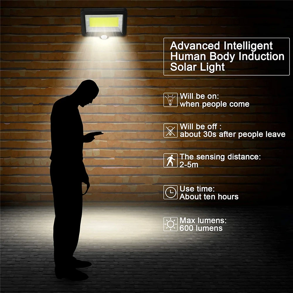 Imagem -05 - Led Lâmpada Solar com Sensor de Movimento Impermeável Luz de Emergência Luz ao ar Livre Luz Parede Jardim Rua Varanda