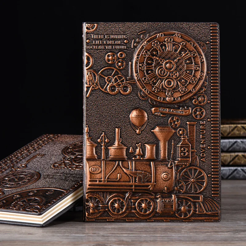 3D Embossed Notebook A5 Animals Note Books Fantasy Relief Journal PU Cover Retro Printing Decoration Travel Ruled Paper Book