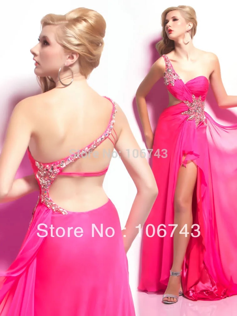 

drop shipping 2025 brides one shoulder crystal vestidos formales long bfuschia beaded Sexy prom Graduation bridesmaid Dresses