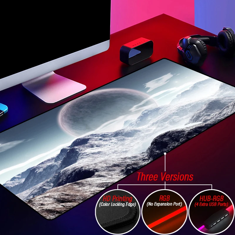 Hi-Speed HUB 4 in 1 USB Space Universe RGB Large Gaming Mousepad LED Backlit Customized Galaxy Nebula Mouse Pad Keyboard Carpet