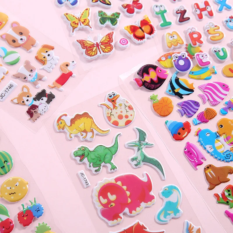 Dropshipping Sticker Kawaii Bubble Stickers Kids DIY Car Accessories Baby Girl Children Boy Toys Puffy Stickers Reward Kids Toys