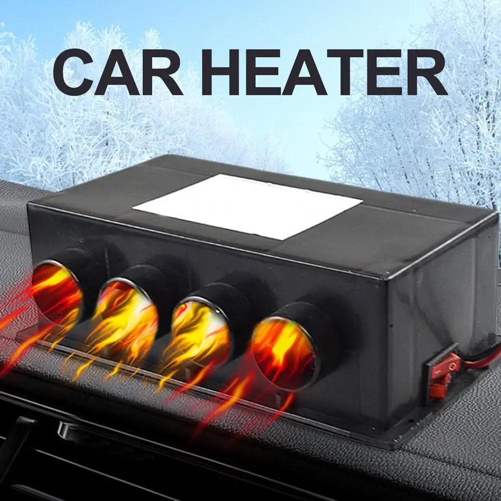 24V 600W Car Heater Four Hole Car Warm Fan Car Fan Air Heater Instant Heating Parking Heater Windscreen Demister Defroster