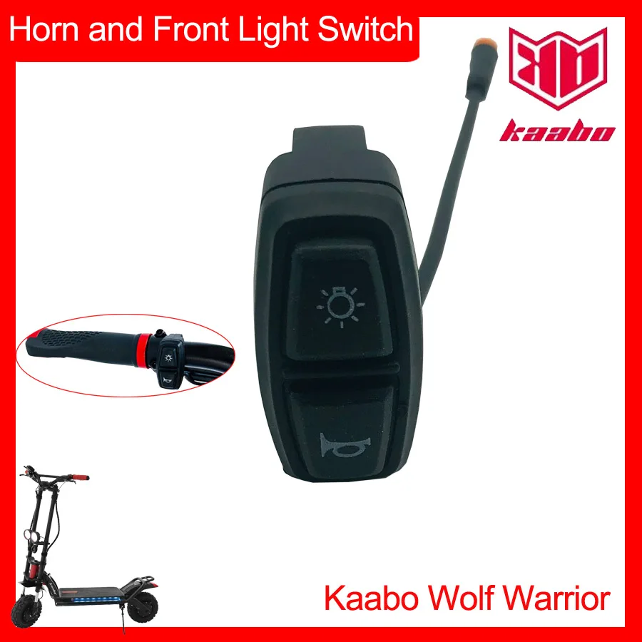 Button Horn and Front Light Switch for Kaabo Wolf Warrior II Electric Scooter Original Accessory Parts