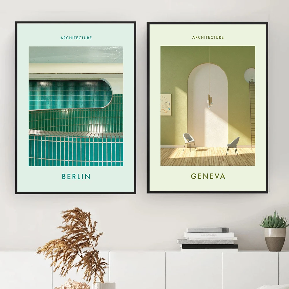 Geneva Berlin modern architecture art print print minimalist design canvas poster wall philosopher bedroom interior decoration