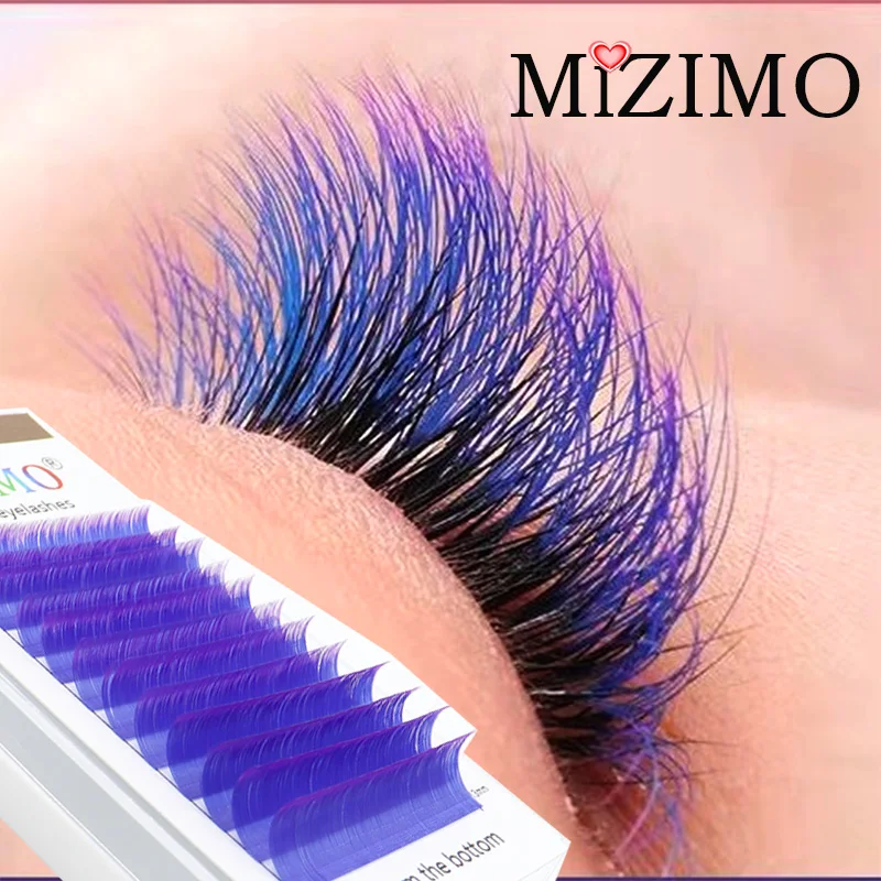 2021 New Color False Eyelashes Thickness (0.07/0.1mm) Natural Extension Soft Makeup Factory Wholesale Sapphire Blue Purple Mix