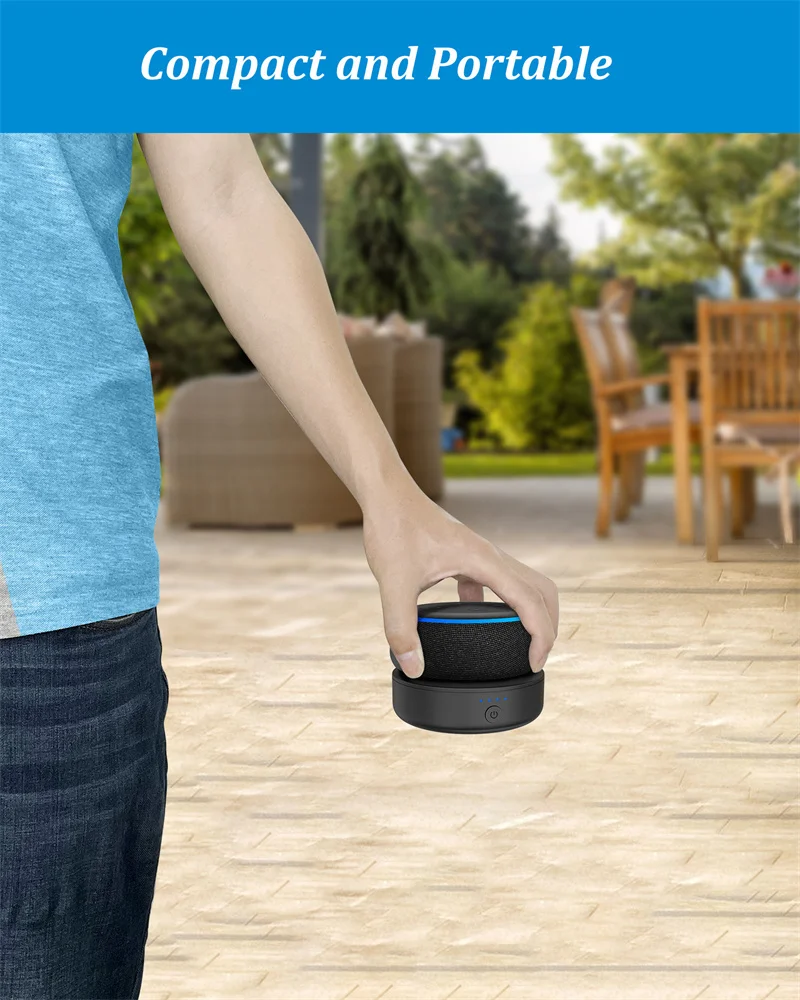 قاعدة بطارية لـ Alexa Echo Dot 3 الجيل الثالث حامل بطارية محمول وقابل لإعادة الشحن لمكبر الصوت الذكي 5000/10000 مللي أمبير في الساعة
