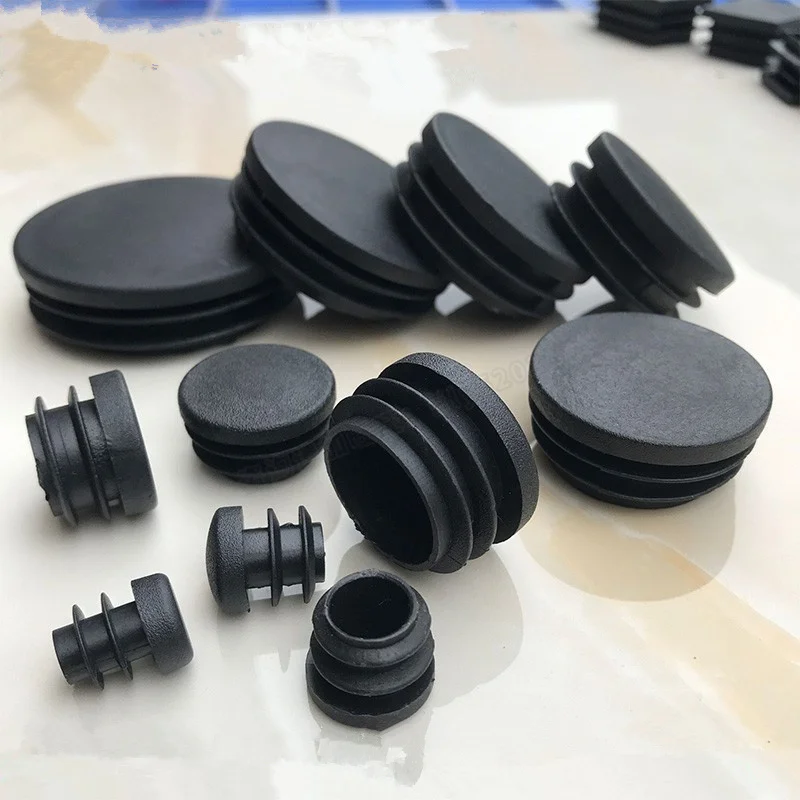 Tapones de Plástico gruesos redondos y negros, insertos de tubo de 16MM-25MM, Tapón de Inserción para tubo de pierna de silla