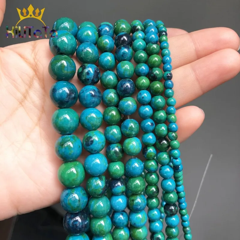 Chrysocolla Round Loose Spacer Beads Natural Stone Beads For Jewelry Making DIY Bracelet Earrings Accessories 15'' 4/6/8/10/12mm