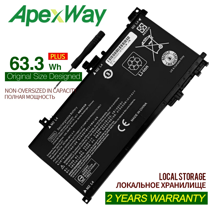 ApexWay TE04XL Аккумулятор для ноут for HP OMEN 15-ax200 15-ax210TX 15-ax235nd 905277 15-ax202na TPN-Q173 HSTNN-DB7T 905175-2C1