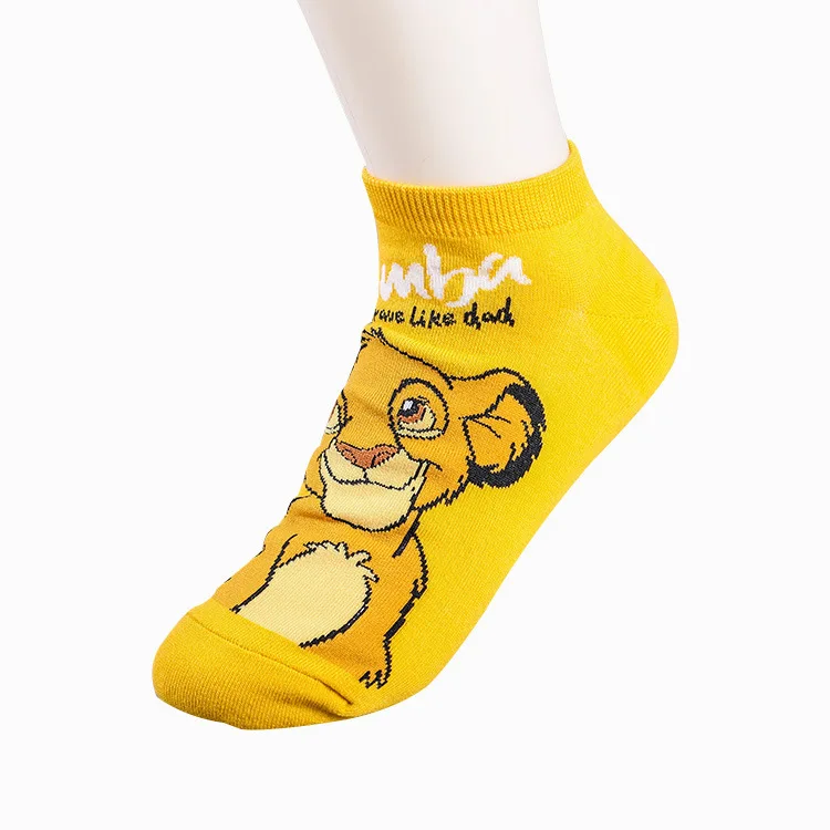 Chaussettes courtes à imprimé de dessin animé de Disney, Simba, sanglier, Aladdin, lampe, dieu, salutation, Harajuku, drôle, printemps, 1 paire