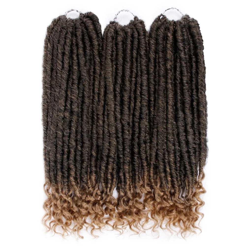 Black Star Goddess Locs Crochet Hair Faux Locs Hair Wavy with Curly Ends Synthetic Braiding Hair Extensions for Women Girl