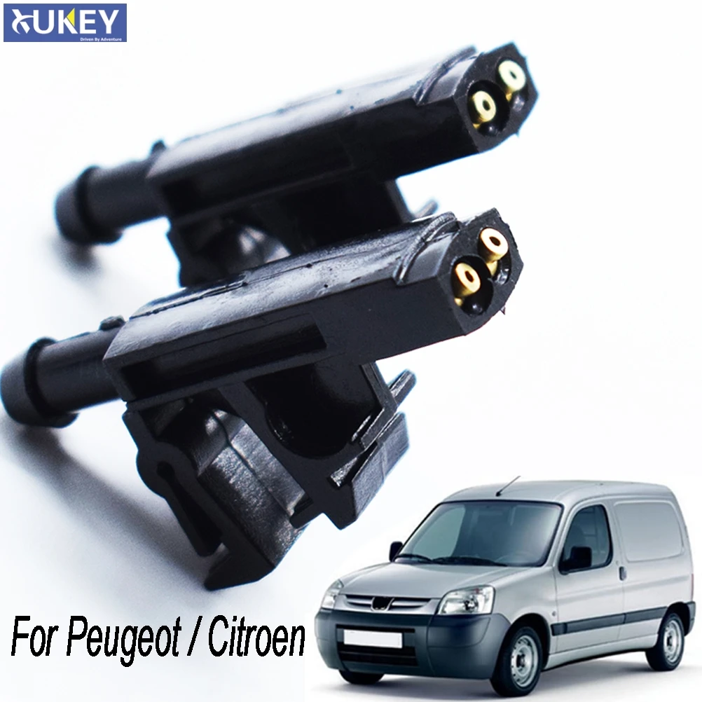 2x Front Wiper Washer Jet Nozzle Spray Liquid Hood For Peugeot Citroen Partner 406 605 Berlingo Xantia ZX 6438A0 Car Parts 