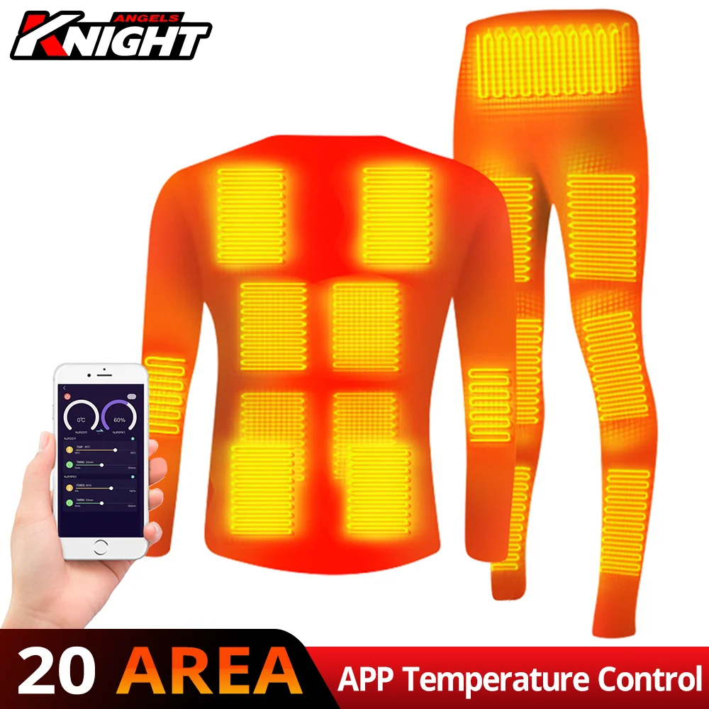 

USB Battery Powered Heated Underwear Winter Fleece Thermal Smart Phone APP Control Temperature Motorcycle Jacket Suit Men Women
