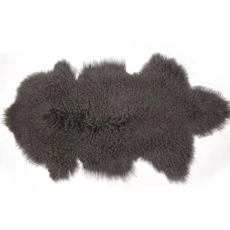 

CX-D-60 Long Hair Mongolian Lamb Fur Throw Blankets Real Fur Carpet